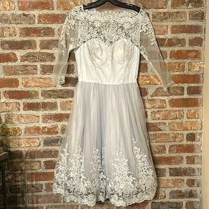 Chi Chi London fit and flare blue bouffant party dress. Vintage. Size 8